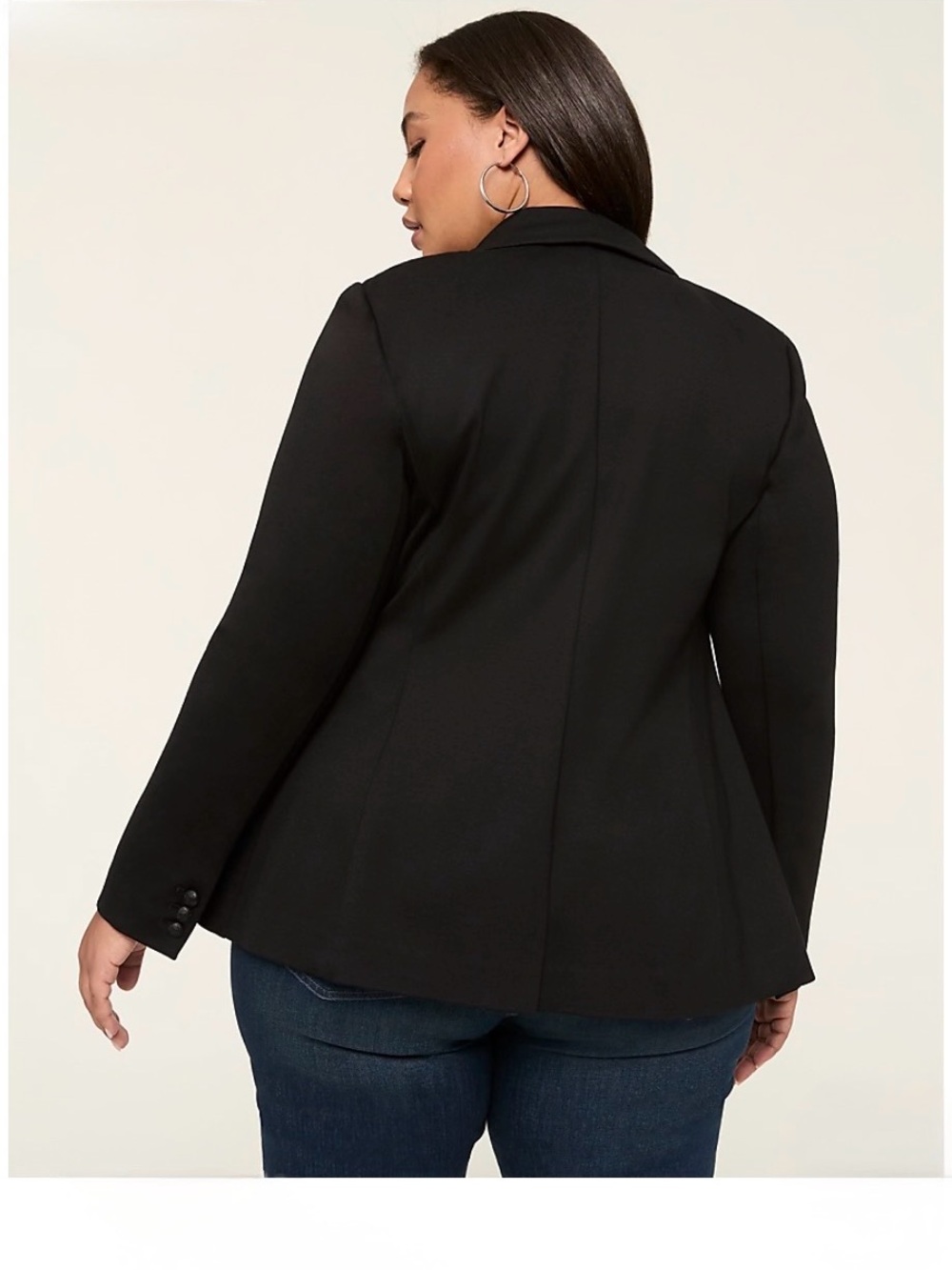 Lane Bryant Black Double-Breasted Ponte Blazer with Notch Lapel - Picture 3 of 16